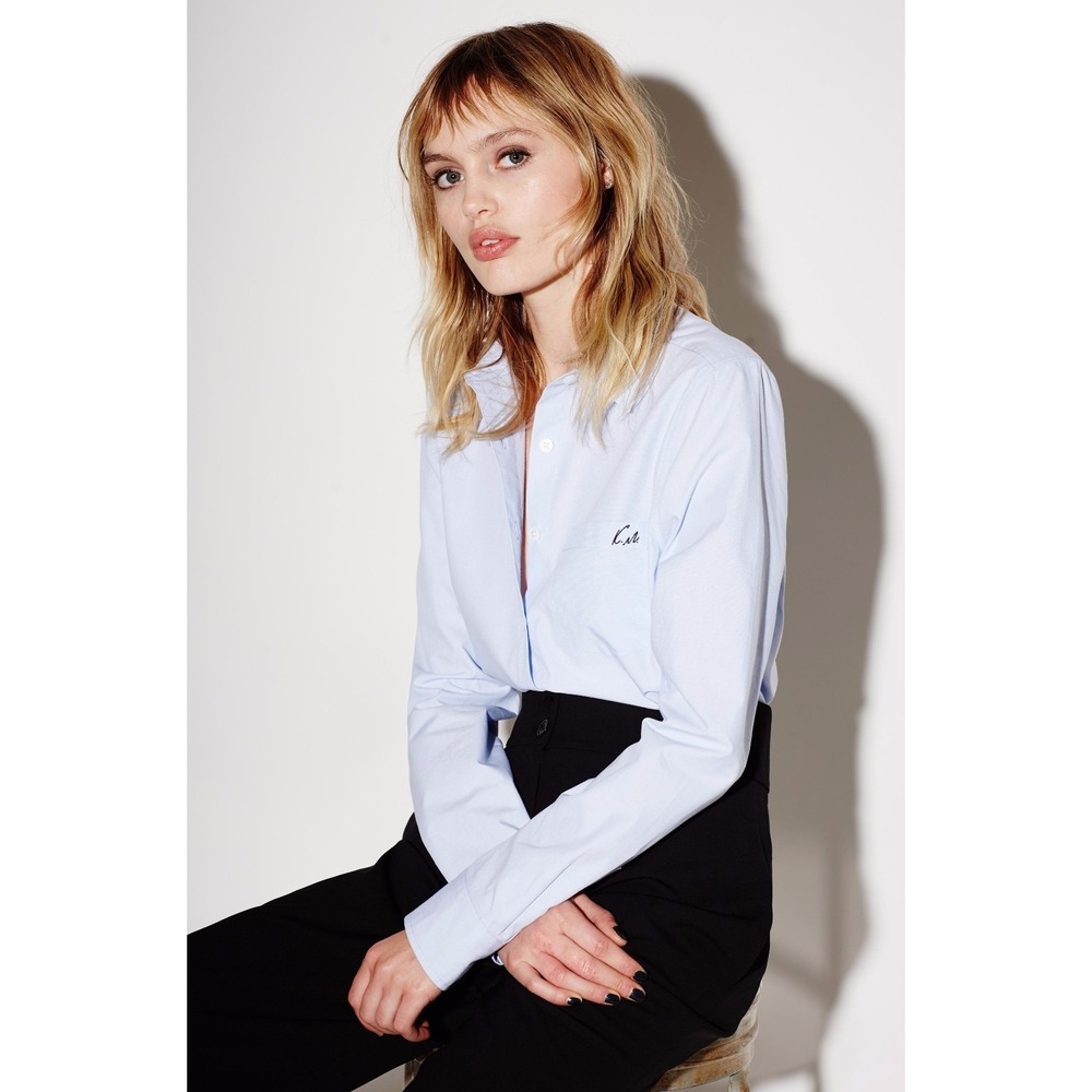 NWT Equipment X Kate Moss London Oxford Shirt in French Blue Size M $228